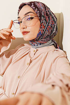 Retro Desen Elegance Eşarp Su Yeşili - SİNEM EŞARP