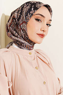 Retro Desen Elegance Eşarp Vizon - Başörtüsü