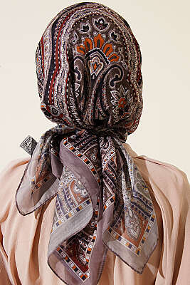 Retro Desen Elegance Eşarp Vizon - Başörtüsü