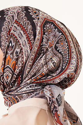 Retro Desen Elegance Eşarp Vizon - Başörtüsü