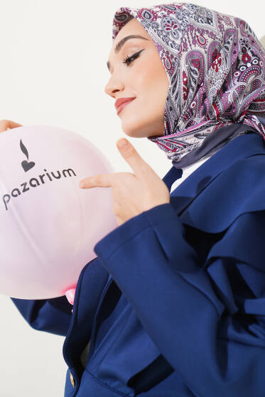 Retro Desen Eşarp Bej Gri - Başörtüsü