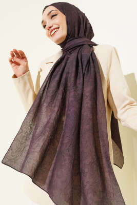 Retro Desenli Bambu Kraş Şal Acı Kahve - Başörtüsü