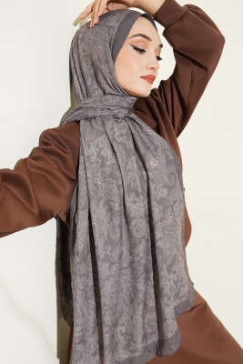 Retro Desenli Bambu Kraş Şal Nefti - Başörtüsü