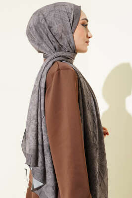 Retro Desenli Bambu Kraş Şal Nefti - Başörtüsü