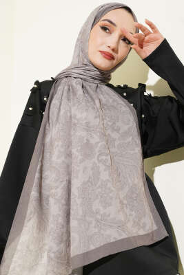 Retro Desenli Bambu Kraş Şal Taş - Başörtüsü