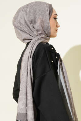 Retro Desenli Bambu Kraş Şal Taş - Başörtüsü