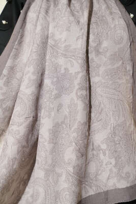 Retro Desenli Bambu Kraş Şal Taş - Başörtüsü