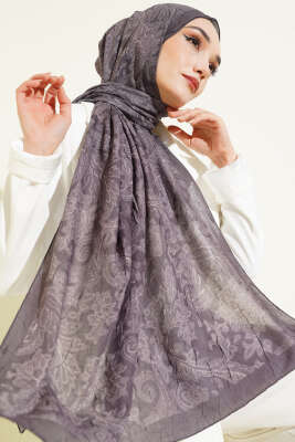 Retro Desenli Bambu Kraş Şal Vizon 