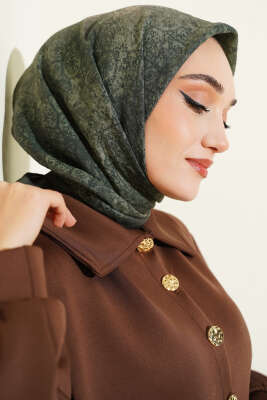 Retro Desenli Eşarp Zümrüt 