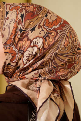Retro Motifli Modal Eşarp Hardal - Başörtüsü