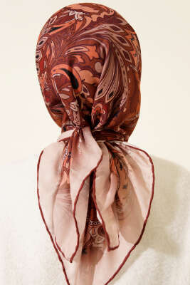 Retro Motifli Modal Eşarp Somon - Başörtüsü