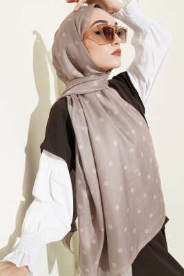 Retro Puantiye Desenli Şal Bej - VERTU (NYD TEKSTİL)