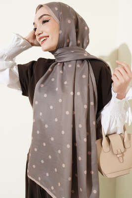 Retro Puantiye Desenli Şal Kum Bej - VERTU (NYD TEKSTİL)