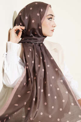 Retro Puantiye Desenli Şal Vizon - Başörtüsü