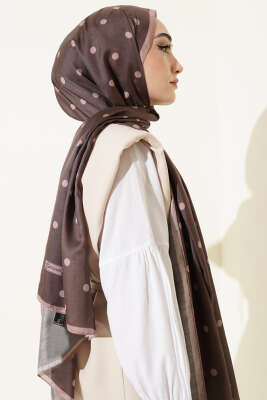 Retro Puantiye Desenli Şal Vizon - Başörtüsü