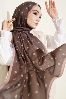 Retro Puantiye Desenli Şal Vizon 