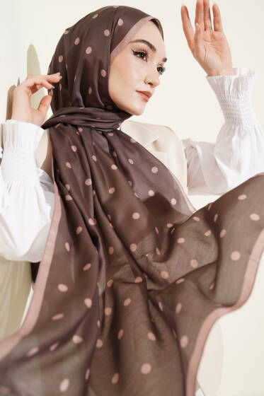 Retro Puantiye Desenli Şal Vizon - Yılın Fırsatı