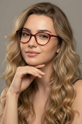 Retro Serisi Şeffaf Gözlük Bordo - GÜNEŞ GÖZLÜĞÜ