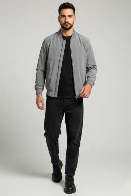 Ribana Detaylı Erkek Ceket Füme - Erkek Ceket