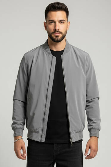 Ribana Detaylı Erkek Ceket Füme - Yeni Erkek Giyim