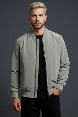 Ribana Detaylı Erkek Ceket Gri - DİGA