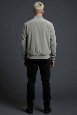 Ribana Detaylı Erkek Ceket Gri - Erkek Ceket