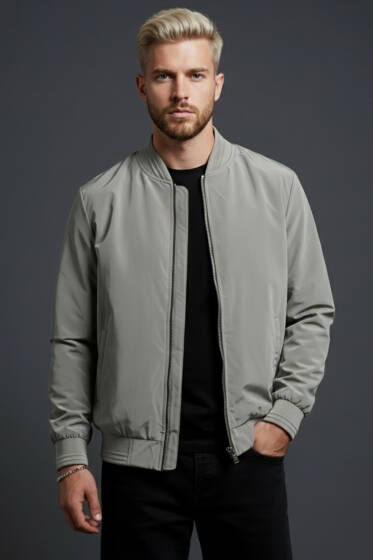 Ribana Detaylı Erkek Ceket Gri - Yeni Erkek Giyim