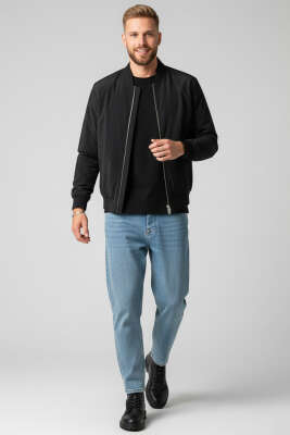 Ribana Detaylı Erkek Ceket Siyah - Erkek Ceket