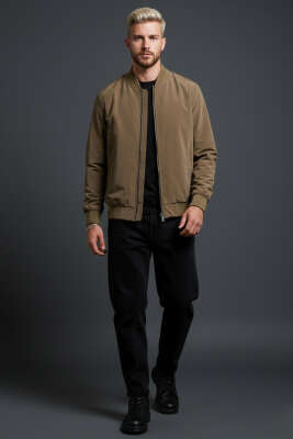 Ribana Detaylı Erkek Ceket Taba - Erkek Ceket