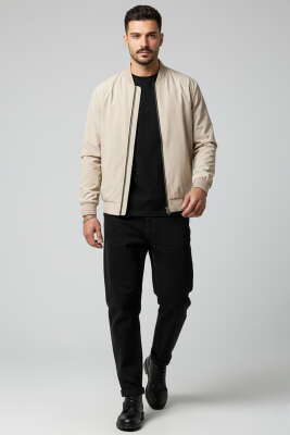 Ribana Detaylı Erkek Ceket Taş - Erkek Ceket