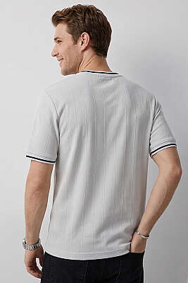 Ribana Detaylı Kısa Kol Erkek T-shirt Gri - Erkek T-shirt