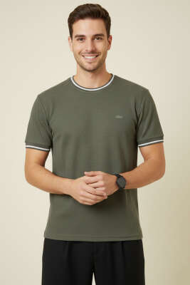 Ribana Detaylı Kısa Kol Erkek T-shirt Haki - FRESHMAN