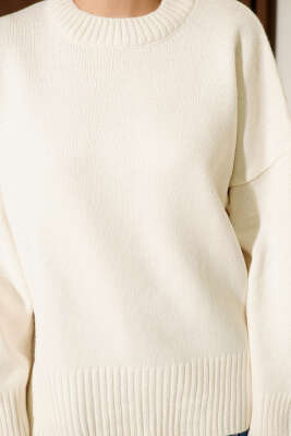 Ribana Görünümlü Triko Tunik Bej - Tunik