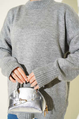 Ribana Görünümlü Triko Tunik Gri - Tunik