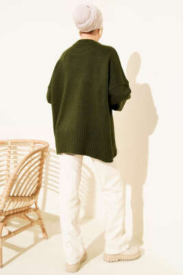 Ribana Görünümlü Triko Tunik Haki - Tunik