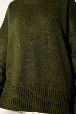 Ribana Görünümlü Triko Tunik Haki - Tunik