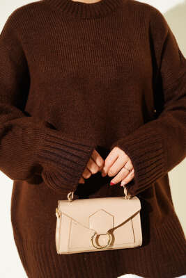 Ribana Görünümlü Triko Tunik Kahve - Tunik