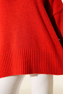 Ribana Görünümlü Triko Tunik Kırmızı - Günün Seçilenleri