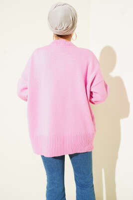 Ribana Görünümlü Triko Tunik Pembe - Tunik
