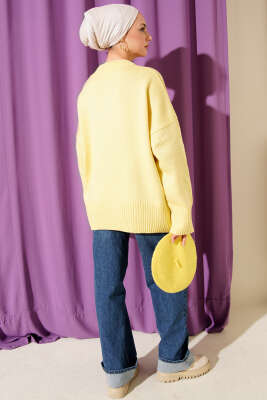 Ribana Görünümlü Triko Tunik Sarı - Tunik