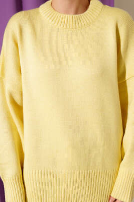 Ribana Görünümlü Triko Tunik Sarı - Tunik