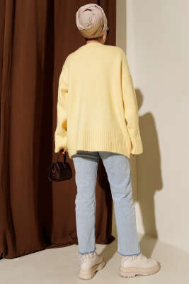 Ribana Görünümlü Triko Tunik Sarı - Tunik