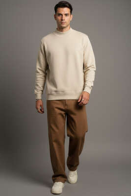 Ribana Selanik Erkek Sweatshirt Bej - Erkek Sweatshirt