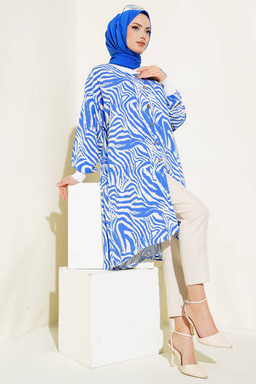 Ribanalı Gömlek Mavi Beyaz - Gömlek