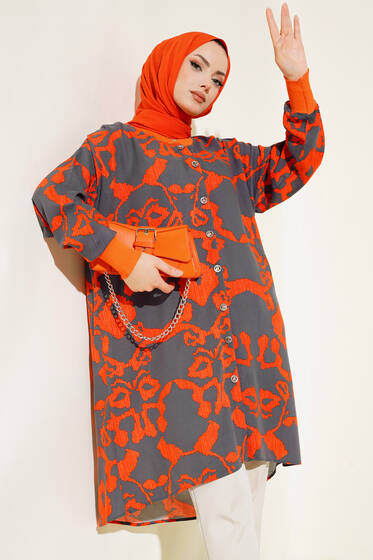 Ribanalı Gömlek Oranj Füme - Gömlek