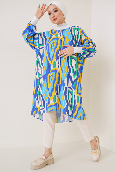 Ribanalı Gömlek Sarı Mavi - Gömlek