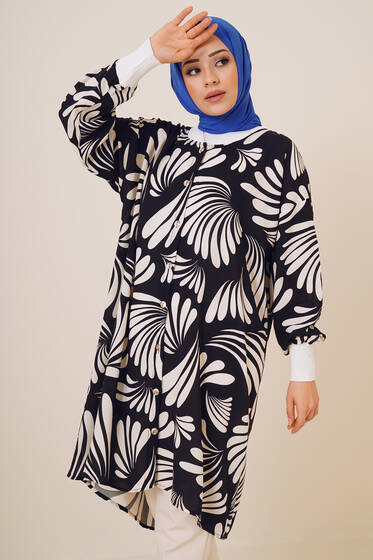 Ribanalı Gömlek Siyah Ekru - Gömlek