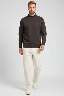 Ribanalı Selanik Erkek Sweatshirt Acı Kahve - Erkek Sweatshirt