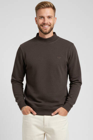 Ribanalı Selanik Erkek Sweatshirt Acı Kahve - Yeni Erkek Giyim