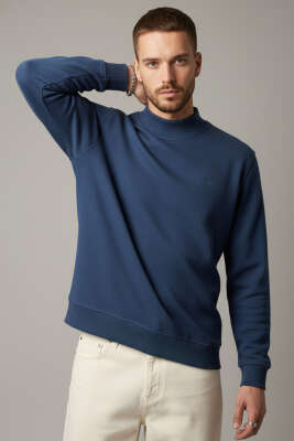 Ribanalı Selanik Erkek Sweatshirt Lacivert - BESSE